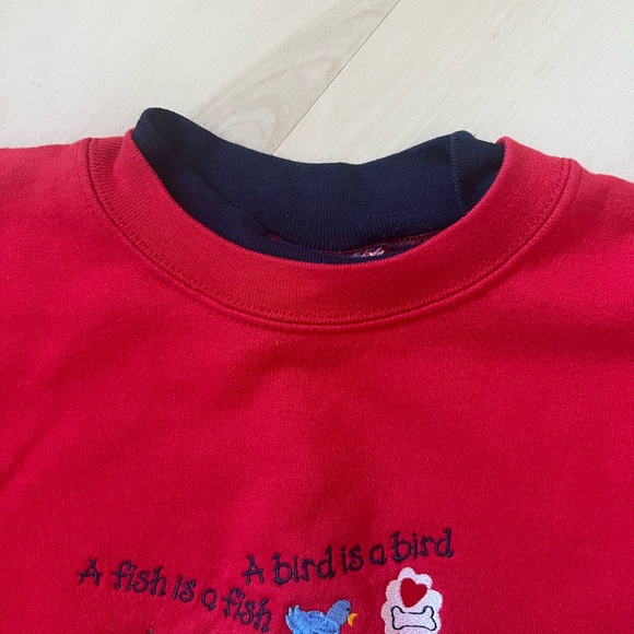 Vintage Double Crewneck Red Graphic Sweatshirt - Picture 5 of 8